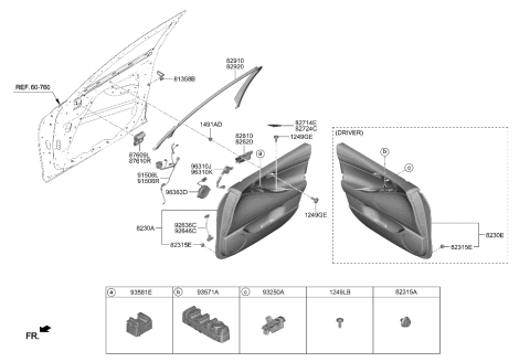 2023 Hyundai Genesis Electrified G80 Front Door Trim Diagram