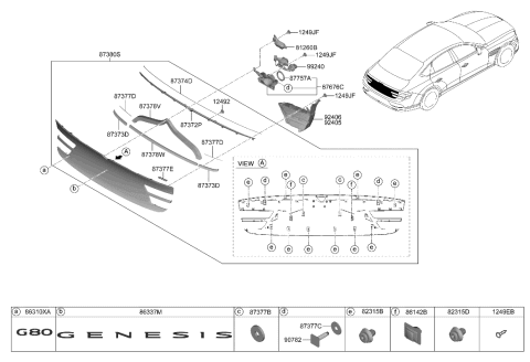 2023 Hyundai Genesis Electrified G80 Back Panel Moulding Diagram