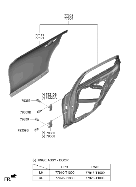 2023 Hyundai Genesis Electrified G80 HINGE ASSY-REAR DOOR UPPER,RH Diagram for 77920-T1000