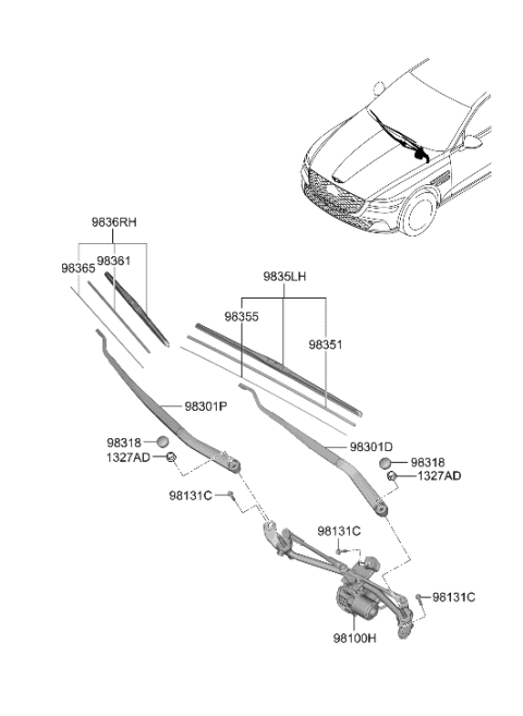 2023 Hyundai Genesis Electrified G80 ARM ASSY-W/SHLD WPR(PASSENGER) Diagram for 98321-T1000