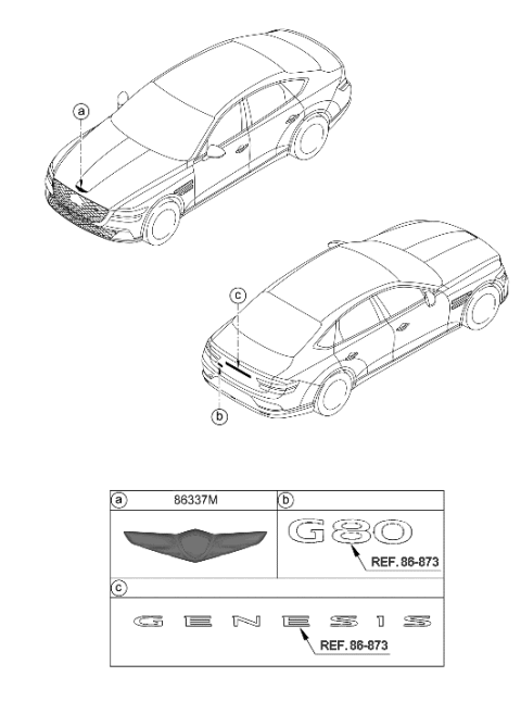 2023 Hyundai Genesis Electrified G80 EMBLEM-GENESIS Diagram for 86300-T1100