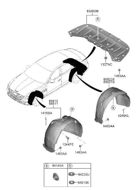 2023 Hyundai Genesis Electrified G80 GUARD ASSY-FRONT WHEEL,RH Diagram for 86812-JI000