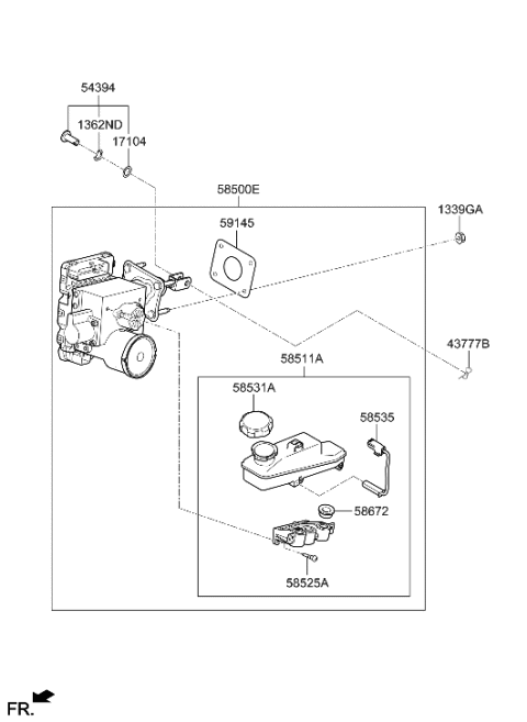 2023 Hyundai Genesis Electrified G80 Brake Master Cylinder & Booster Diagram