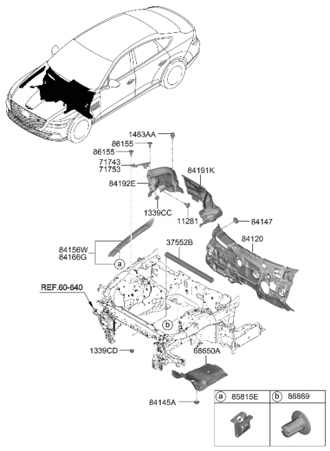 2023 Hyundai Genesis Electrified G80 PAD ASSY-ISOLATION DASH PANEL Diagram for 84120-JI000