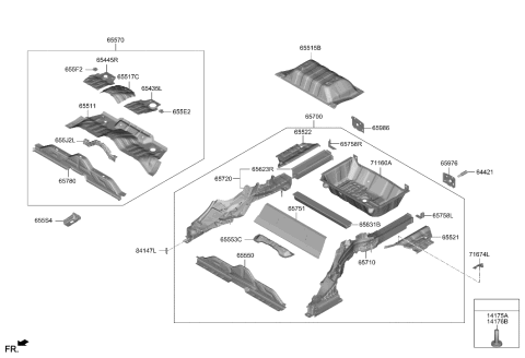 2023 Hyundai Genesis Electrified G80 PANEL-REAR FLOOR Diagram for 65511-JI000