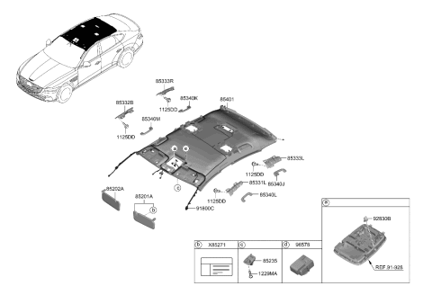 2023 Hyundai Genesis Electrified G80 Sunvisor & Head Lining Diagram
