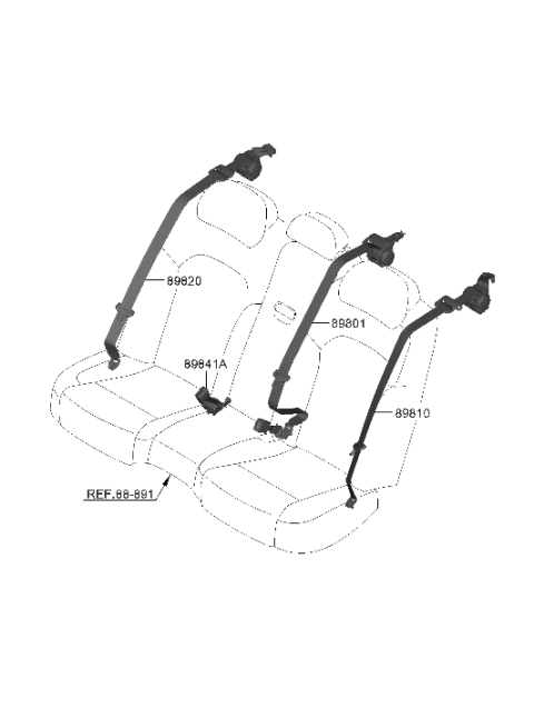 2018 Hyundai Accent S/BELT ASSY-RR, CTR Diagram for 89850-JI500-DLZ