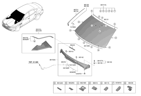 2023 Hyundai Genesis Electrified G80 GARNISH ASSY- LH Diagram for 86130-T1000