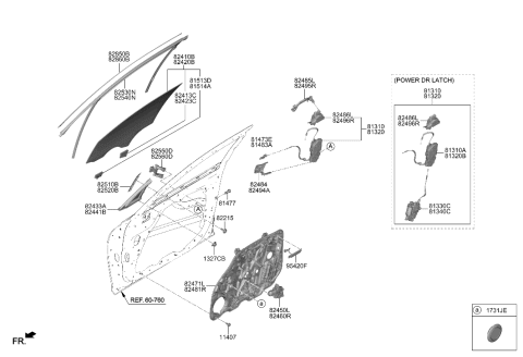 2023 Hyundai Genesis Electrified G80 ACTR ASSY-FR PWR DR LATCH,LH Diagram for 81330-T1400