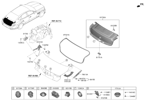 2023 Hyundai Genesis Electrified G80 Trunk Lid Trim Diagram