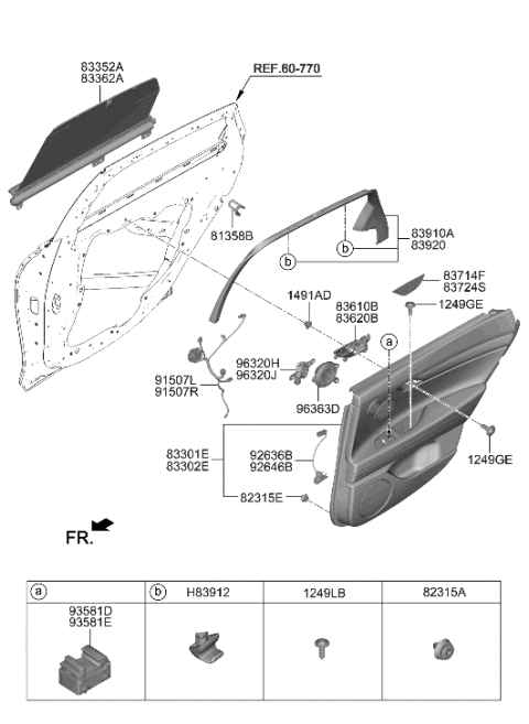 2023 Hyundai Genesis Electrified G80 Rear Door Trim Diagram