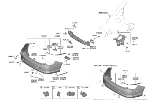 2023 Hyundai Genesis Electrified G80 LAMP ASSY-BACK UP,RH Diagram for 924A4-JI000