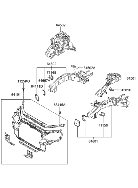 2006 Hyundai Santa Fe Member Assembly-Front Side,RH Diagram for 64602-2B200