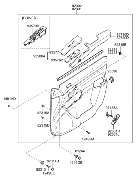 2020 Hyundai Santa Fe Unit Assembly-Power Window Assist Diagram for 93576-2B000