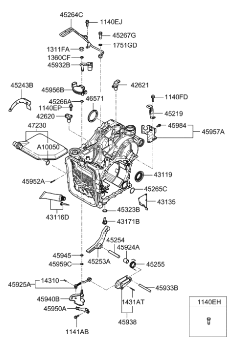 2006 Hyundai Santa Fe Auto Transmission Case Diagram 3