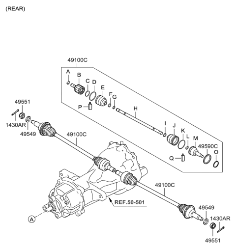 2006 Hyundai Santa Fe New Body Style - Produced After SEP.11.2006 (Korean) Drive Shaft-Front Diagram 2