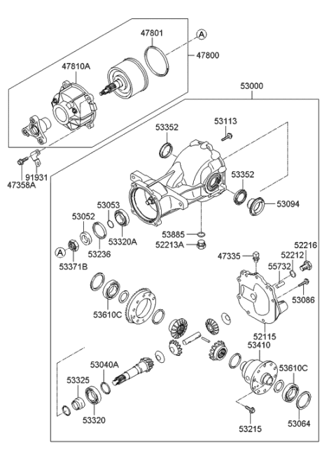 2006 Hyundai Santa Fe Coupling & Differential Carrier Assy Diagram