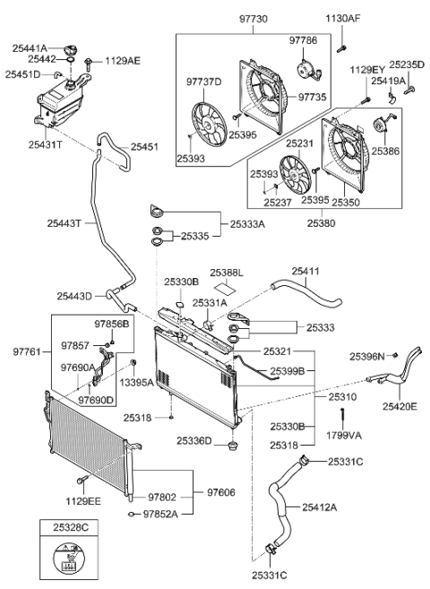2020 Hyundai Santa Fe Radiator Assembly Diagram for 25310-2B100