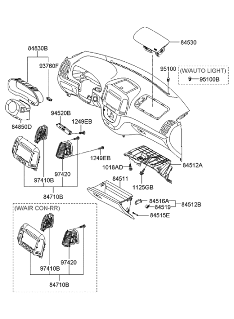 2006 Hyundai Santa Fe Air Bag Assembly-Passenger Diagram for 84560-2B500-WK