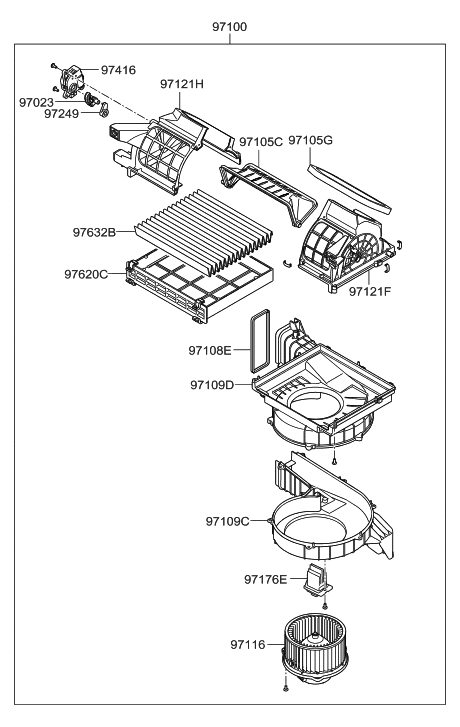 2006 Hyundai Santa Fe Blower Unit Diagram for 97100-2B001