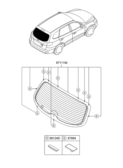 2006 Hyundai Santa Fe Glass Assembly-Tail Gate Diagram for 87110-2B020
