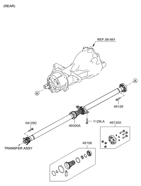 2020 Hyundai Santa Fe Repair Kit-Center Bearing Diagram for 49575-2B000