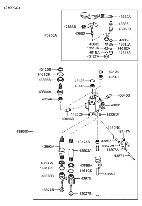 2020 Hyundai Santa Fe Lever-Control Diagram for 43883-24300