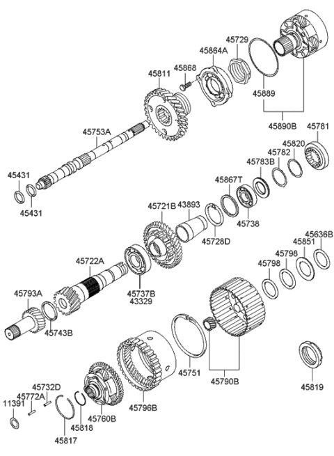 2006 Hyundai Santa Fe Metal-Thrust,Upper Diagram for 45777-39500