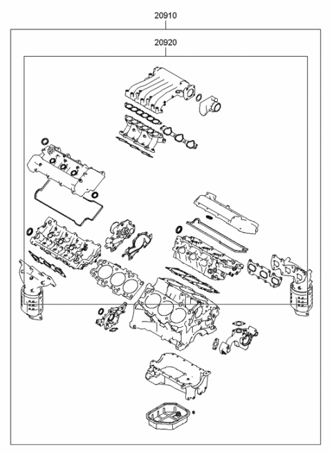 2006 Hyundai Santa Fe Engine Gasket Kit Diagram