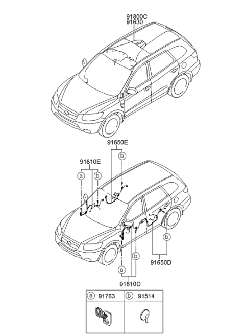 2006 Hyundai Santa Fe Wiring Assembly-Rear Door LH Diagram for 91650-2B010