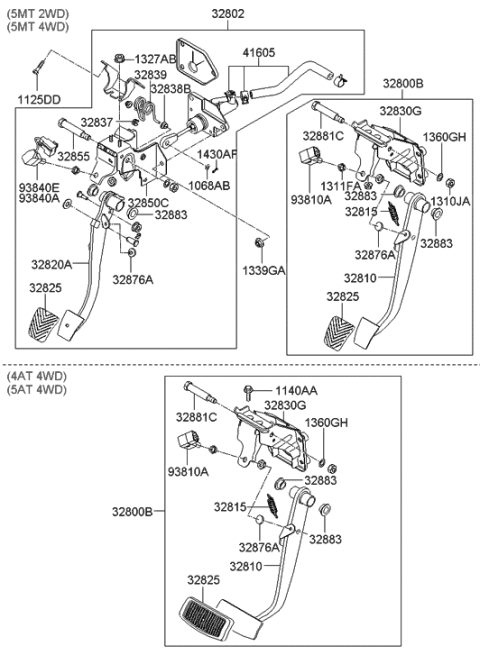 2006 Hyundai Santa Fe Pedal Assembly-Brake Diagram for 32800-2B120