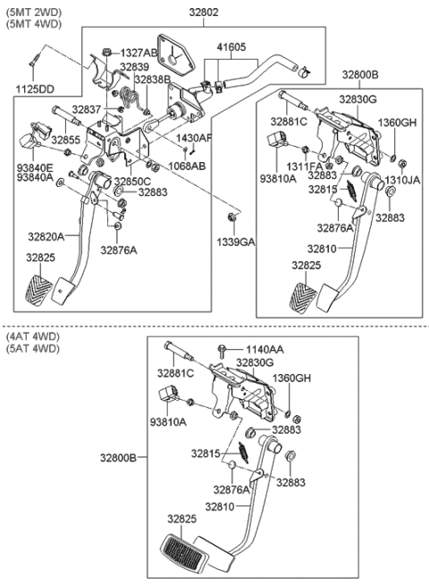2020 Hyundai Santa Fe Pedal Assembly-Brake Diagram for 32800-2B120