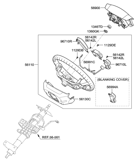 2020 Hyundai Santa Fe Steering Remote Control Switch Assembly, Right Diagram for 96700-2B200-CA