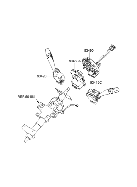 2020 Hyundai Santa Fe Switch Assembly-Lighting & Turn Signal Diagram for 93410-2B100-CA