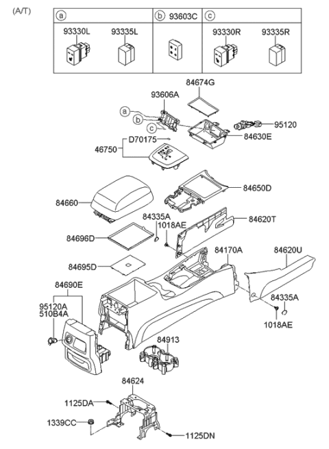 2006 Hyundai Santa Fe Bracket Assembly-Console Mounting Rear Diagram for 84630-2B000