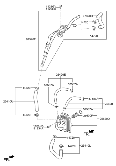 2001 Hyundai Tiburon Hose Assembly-Radiator,Lower Diagram for 25415-F2500