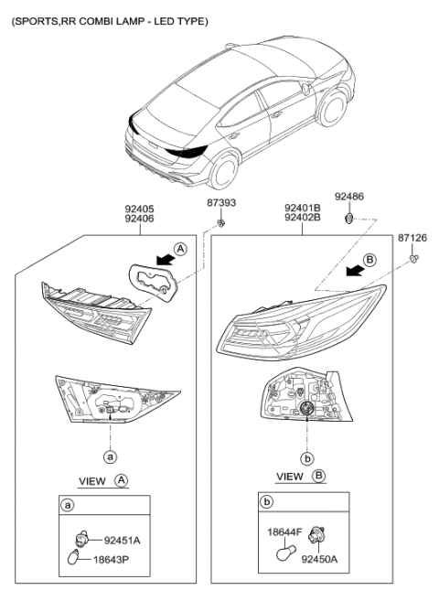 2017 Hyundai Elantra Korean made Rear Combination Lamp Diagram 3