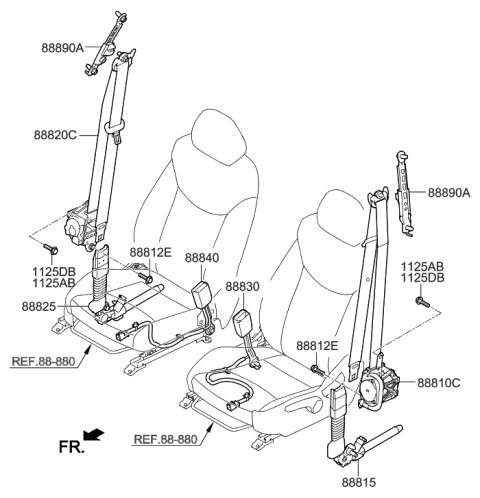 2017 Hyundai Elantra Korean made Front Seat Belt Diagram