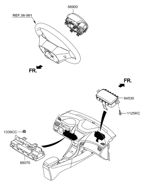 2002 Hyundai Tiburon Module Assembly-Knee Air Bag Diagram for 56970-F2000-TRY