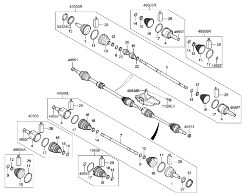 2016 Hyundai Elantra Korean made Drive Shaft (Front) Diagram 1