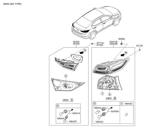 2001 Hyundai Tiburon Lamp Assembly-Rear Combination Inside,LH Diagram for 92403-F2000