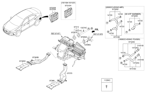 2018 Hyundai Elantra Heater System-Duct & Hose Diagram