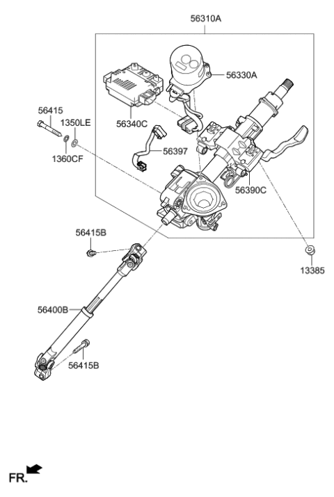 2018 Hyundai Elantra Steering Column & Shaft Diagram