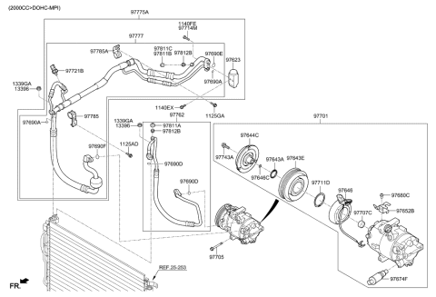 2001 Hyundai Tiburon Compressor Assembly Diagram for 97701-F2100