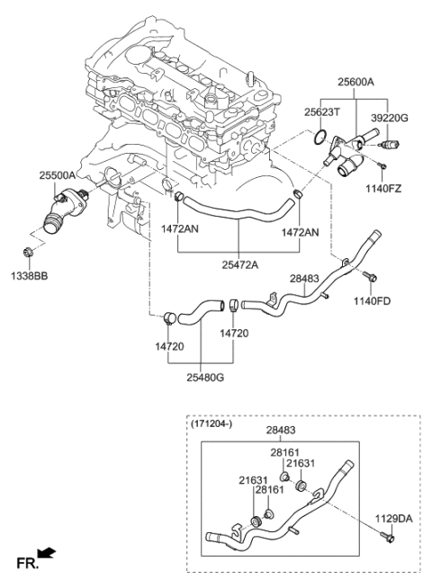 2018 Hyundai Elantra Korean made Coolant Pipe & Hose Diagram 1