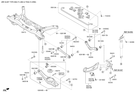 2002 Hyundai Tiburon Arm Assembly-Rear Trailing Arm,LH Diagram for 55270-F2AA0
