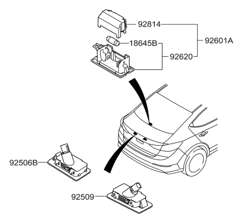 2017 Hyundai Elantra Korean made License Plate & Interior Lamp Diagram