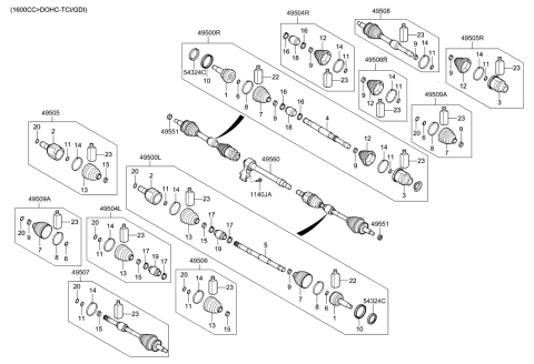 2016 Hyundai Elantra Korean made Drive Shaft (Front) Diagram 2