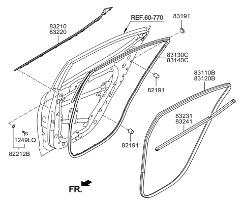 2017 Hyundai Elantra Weatherstrip-Rear Door Belt Inside LH Diagram for 83231-F2000