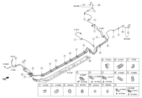 2004 Hyundai Tiburon Protector-Fuel Line Front Diagram for 31315-F2000